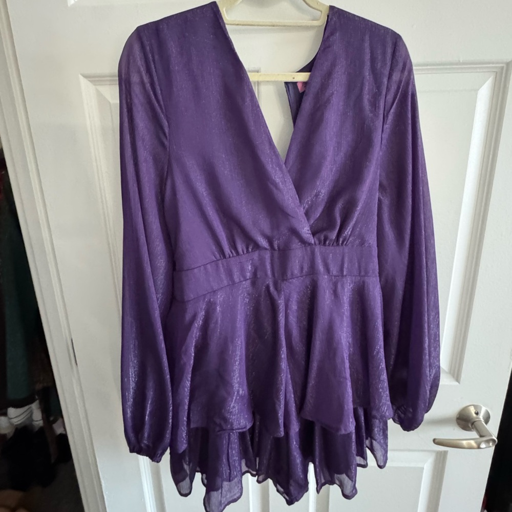 Francesca's Collections Elegant Purple Wrap Blouse